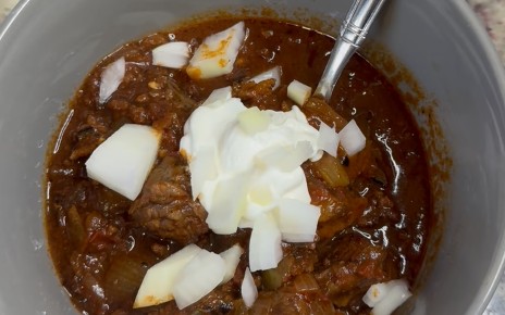 Charred NY Strip Beer Chili